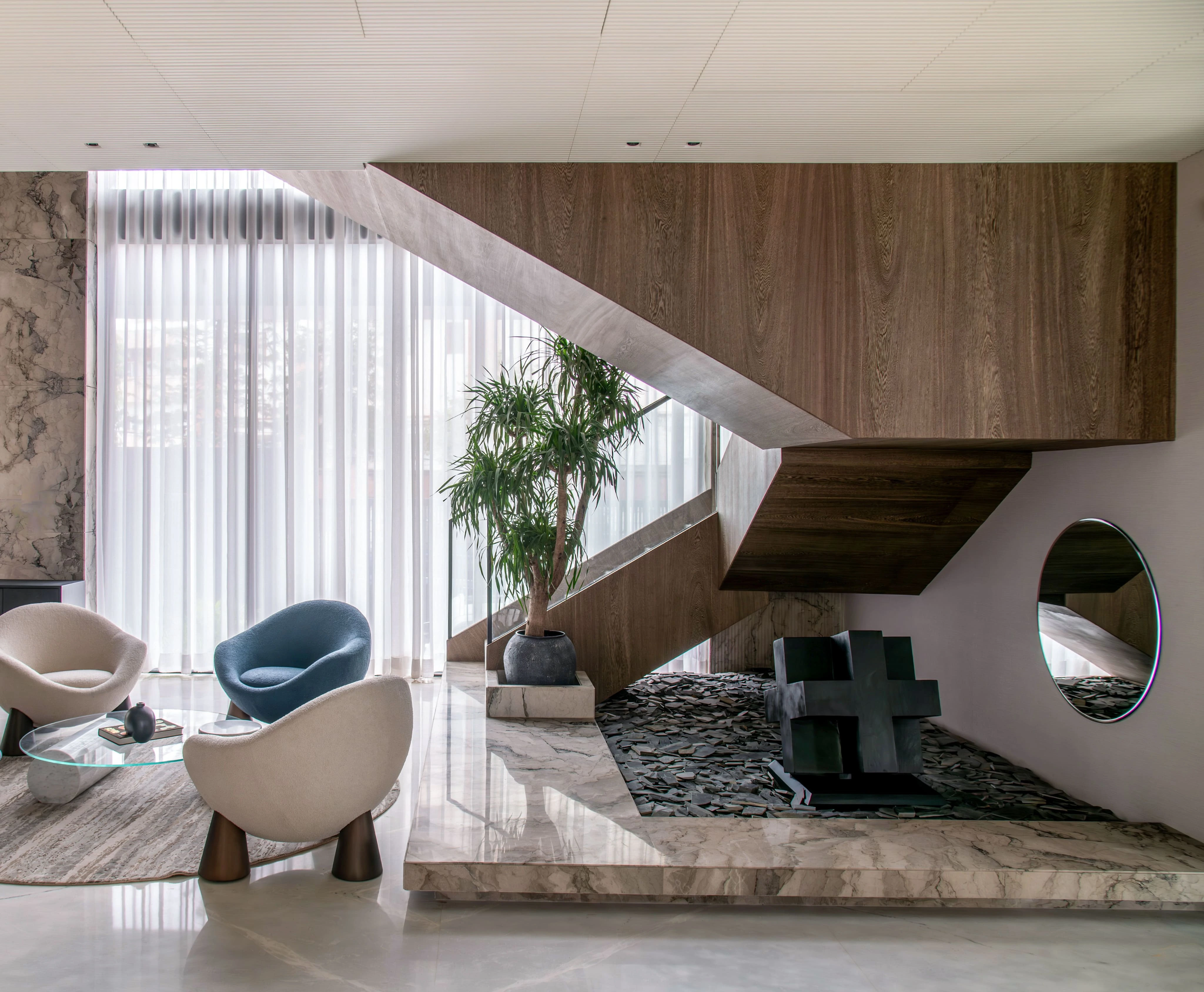 Bright open-plan living and dining interior