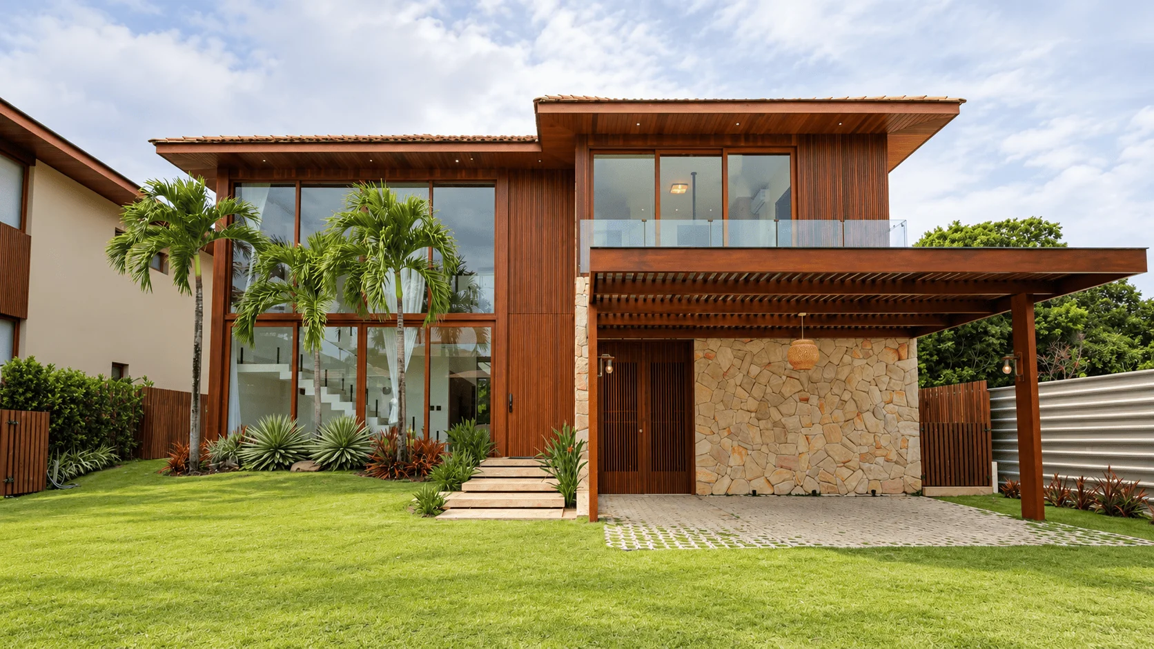 Contemporary two-storey residence with a landscaped garden